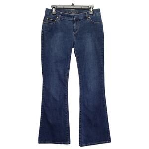 DKNY Jeans Juniors 7 Flare Leg Blue Stretch Cotton Denim Low Rise Y2K Vintage